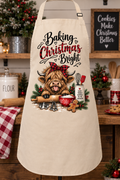 Baking Christmas Bright Highland Cow Christmas Apron