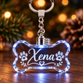 Crystal Bone LED Pet Name Keychain