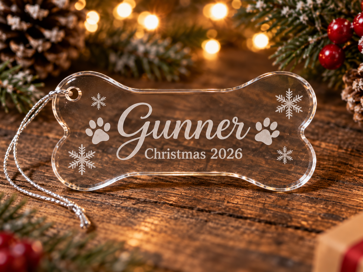 Pet Christmas Crystal Bone Ornament