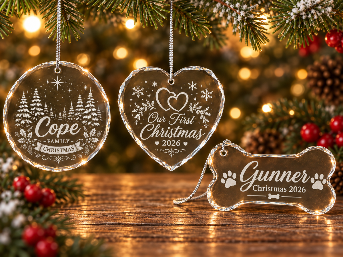 Custom Crystal Keepsake Ornament | Round, Heart or Bone
