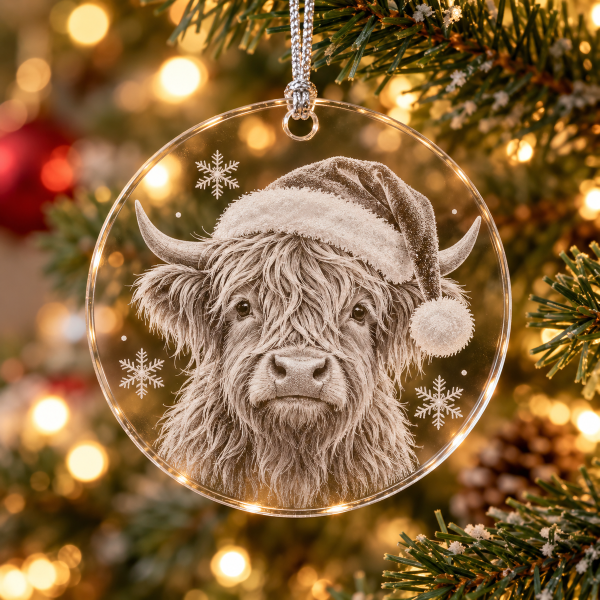 Highland Cow Christmas Ornament