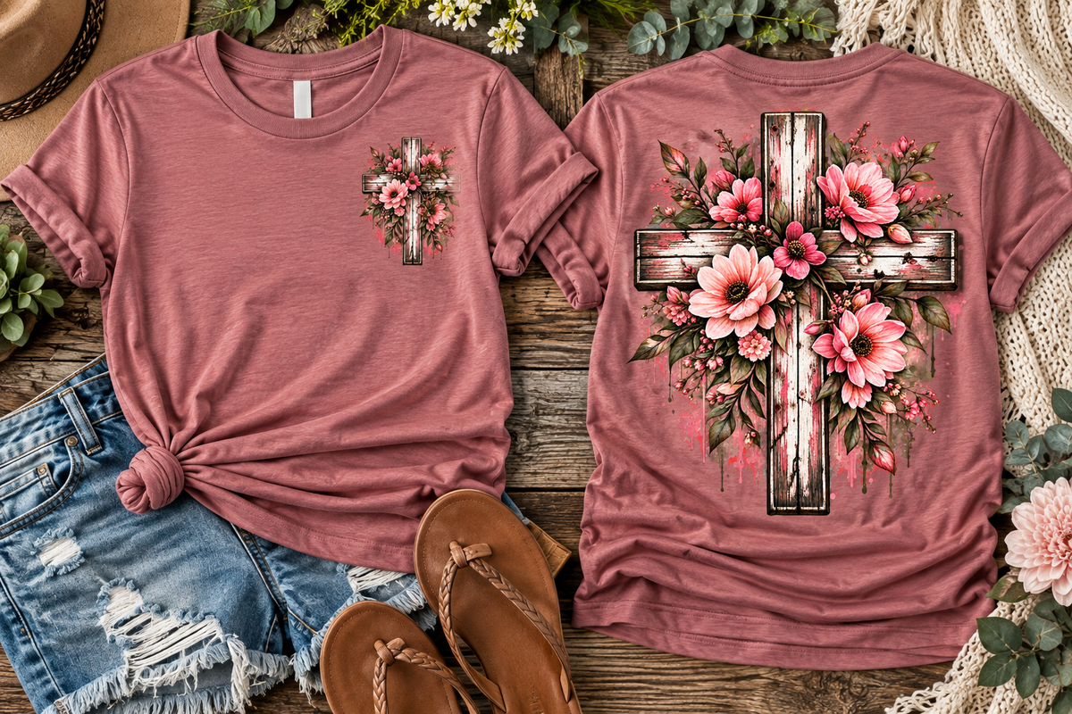 Grace in Bloom Floral Cross T-Shirt