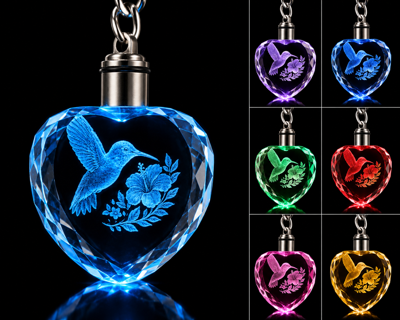 Illuminated Crystal Heart Keychain