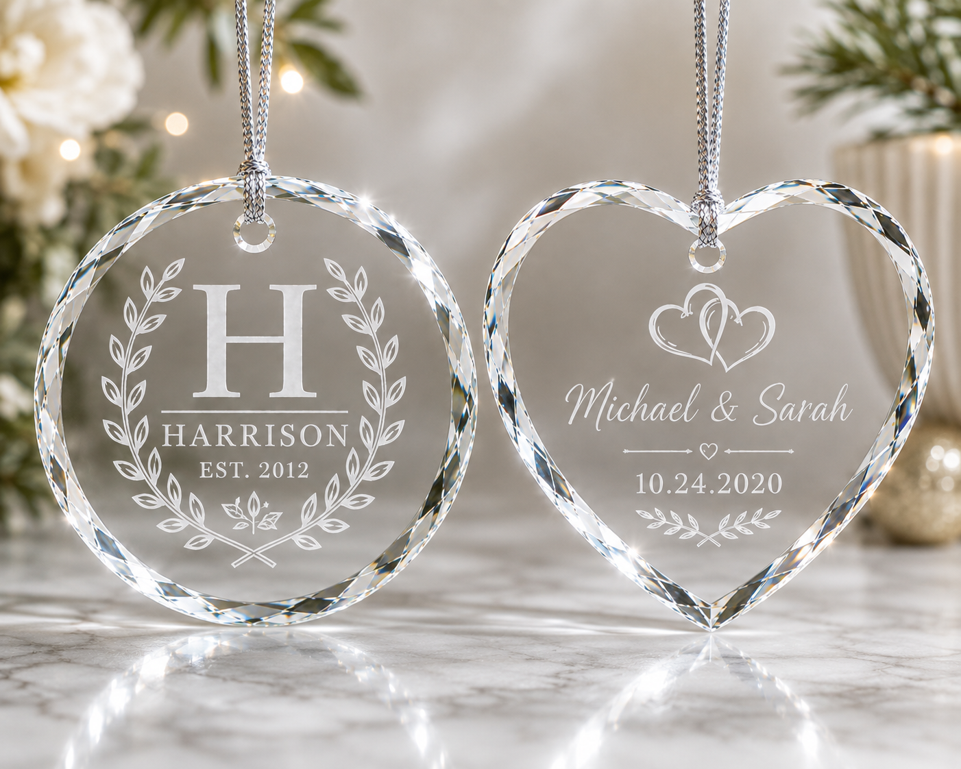 Crystal Keepsake Ornament – Round, Heart, or Bone