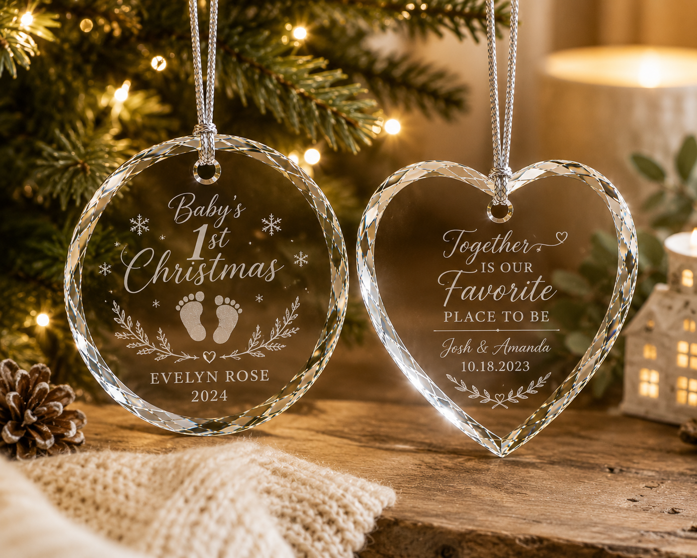 Crystal Keepsake Ornament – Round, Heart, or Bone