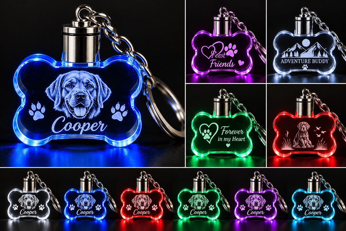 Custom Crystal Bone LED Keychain