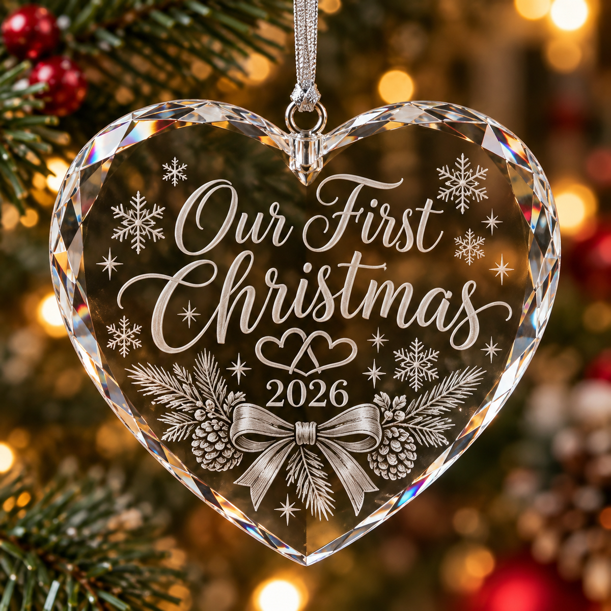 Our First Christmas 2026 Crystal Heart Ornament