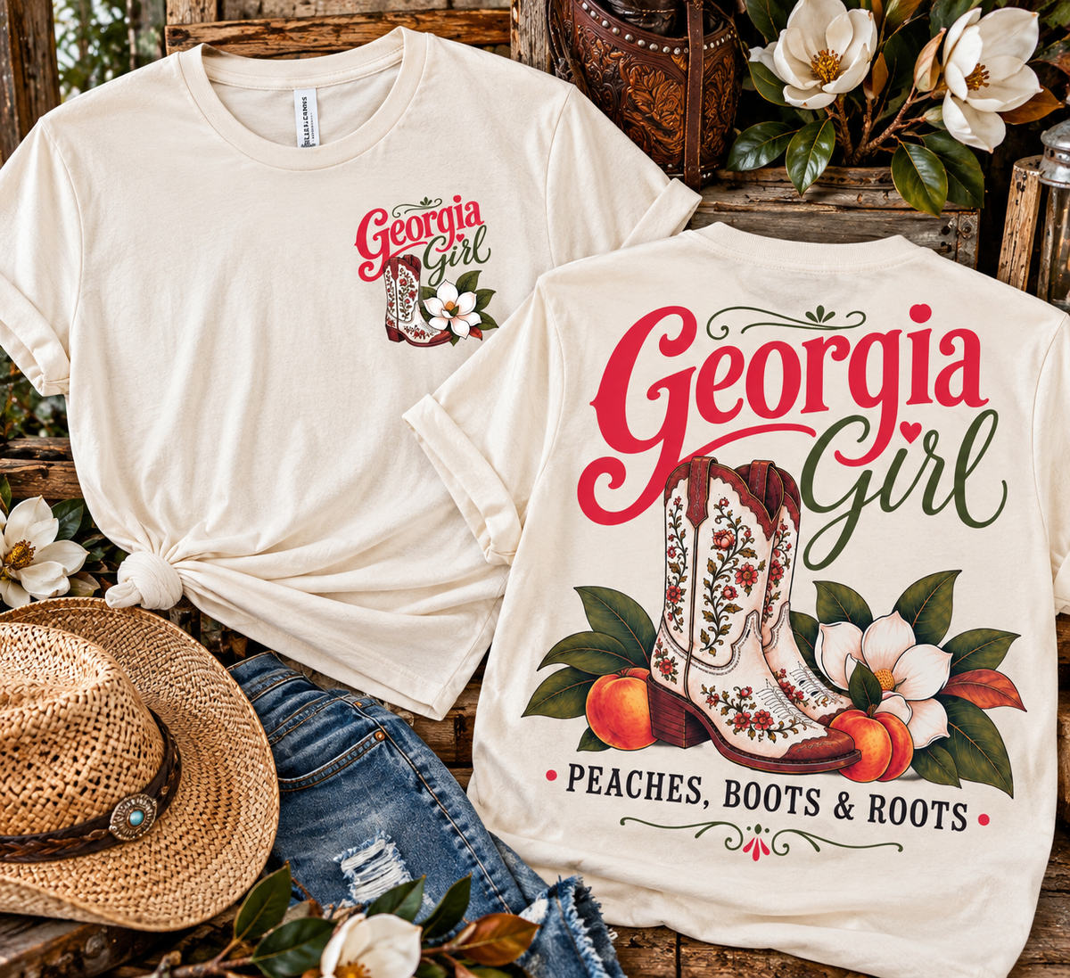 Georgia Girl Peaches, Boots & Roots T-Shirt