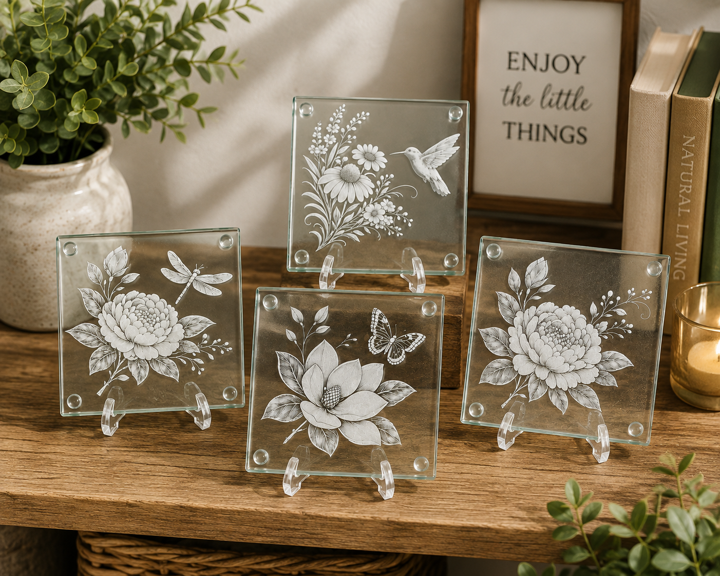 Botanical Garden Glass Coaster Set