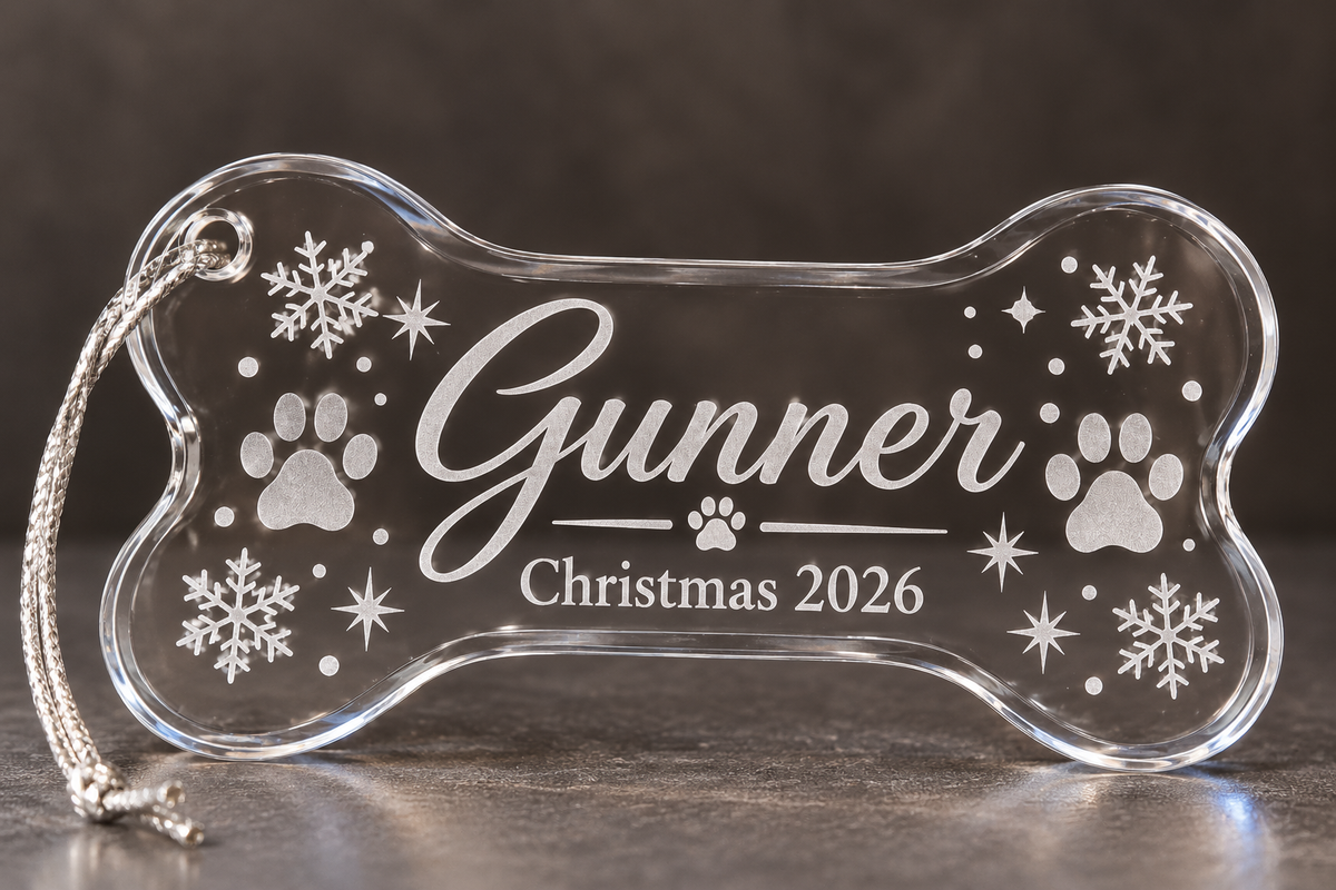 Pet Christmas Crystal Bone Ornament