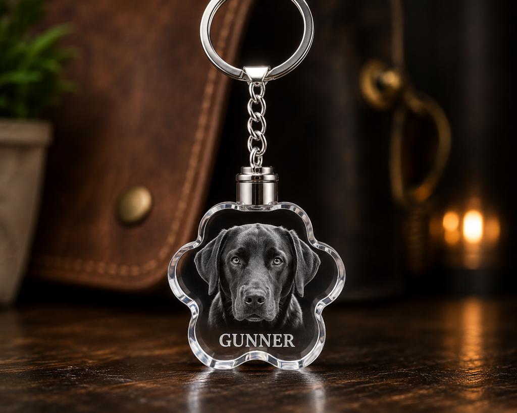 LED Crystal Paw Keychain