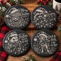 Christmas Menaces Engraved Slate Coaster Set