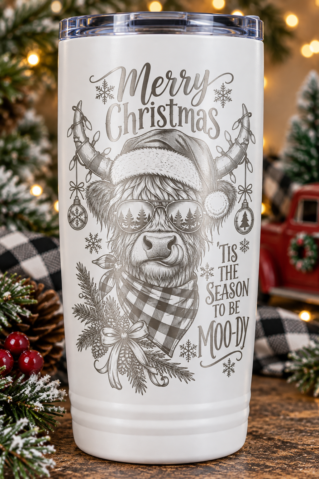 ’Tis the Season to Be Moo-dy Engraved 20 oz Tumbler
