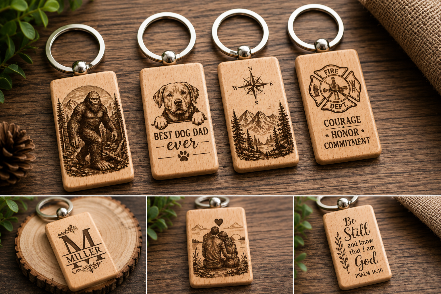 Natural Wood Keepsake Keychain