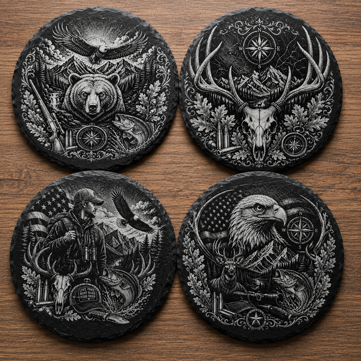 Wild Outdoors Slate Coaster Set of 4