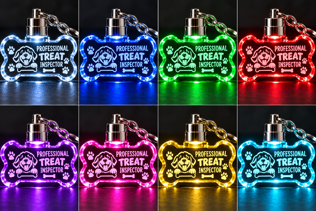 Professional Treat Inspector Crystal Bone LED Keychain
