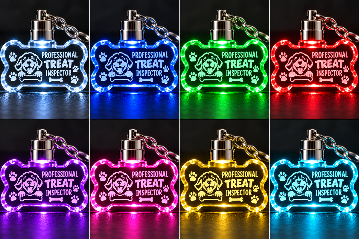 Professional Treat Inspector Crystal Bone LED Keychain