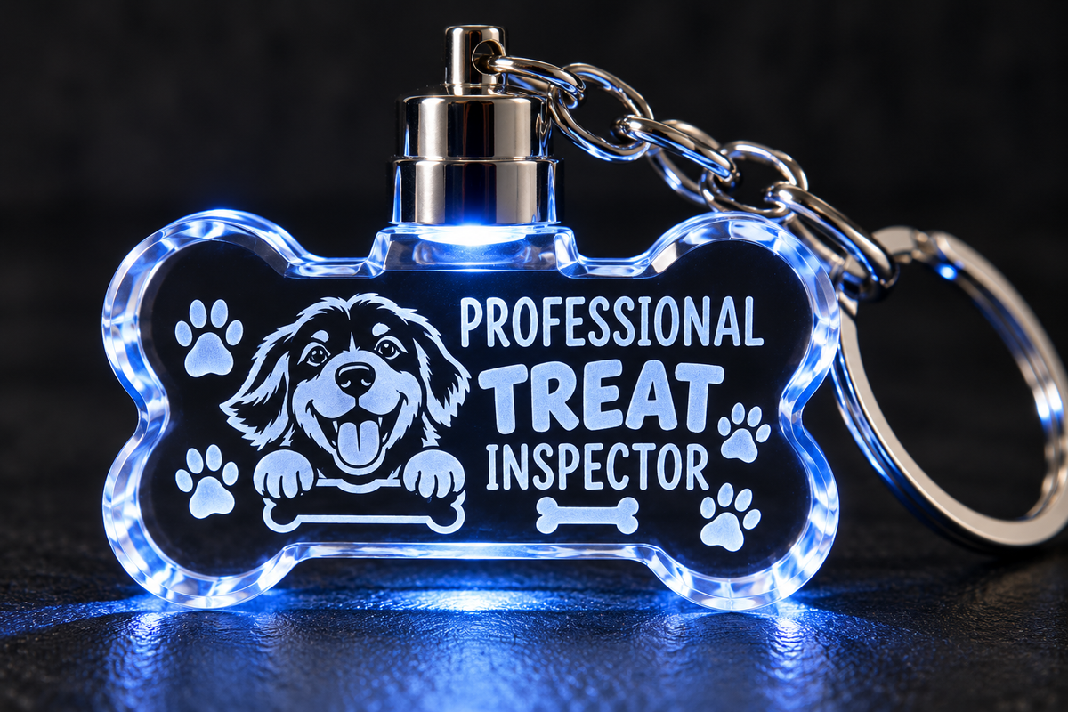 Professional Treat Inspector Crystal Bone LED Keychain